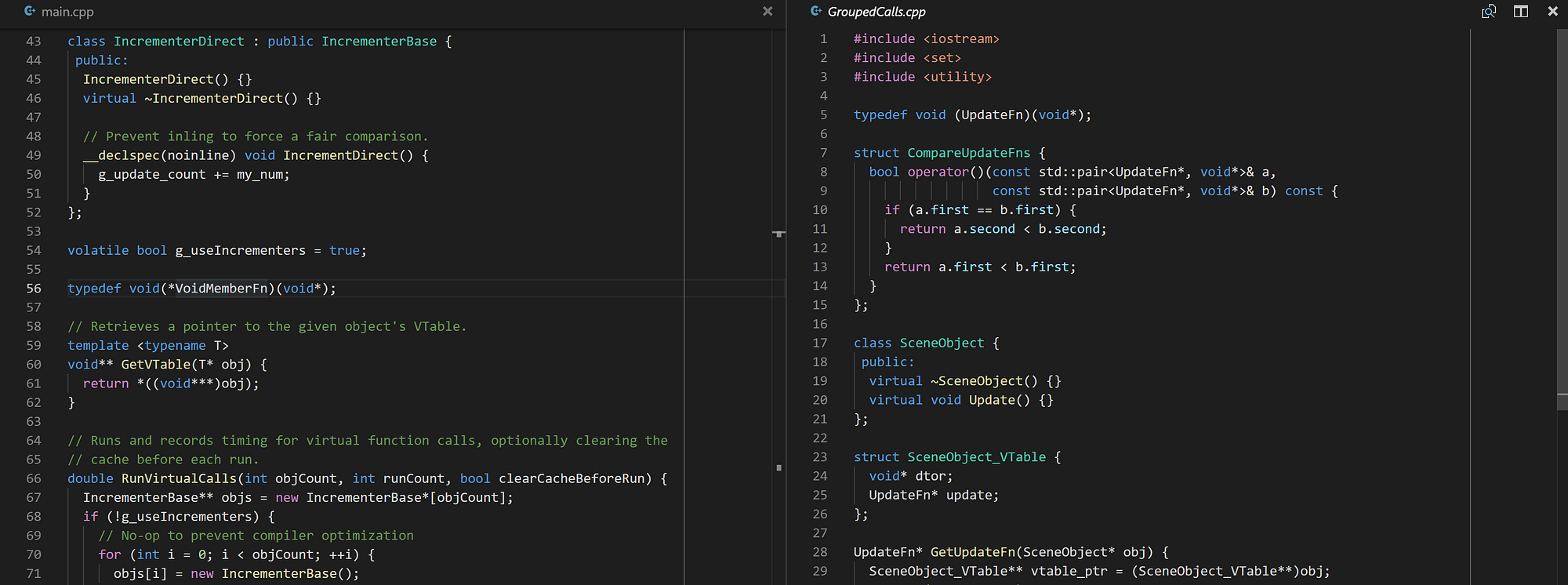 SceneObject VTable visualization
